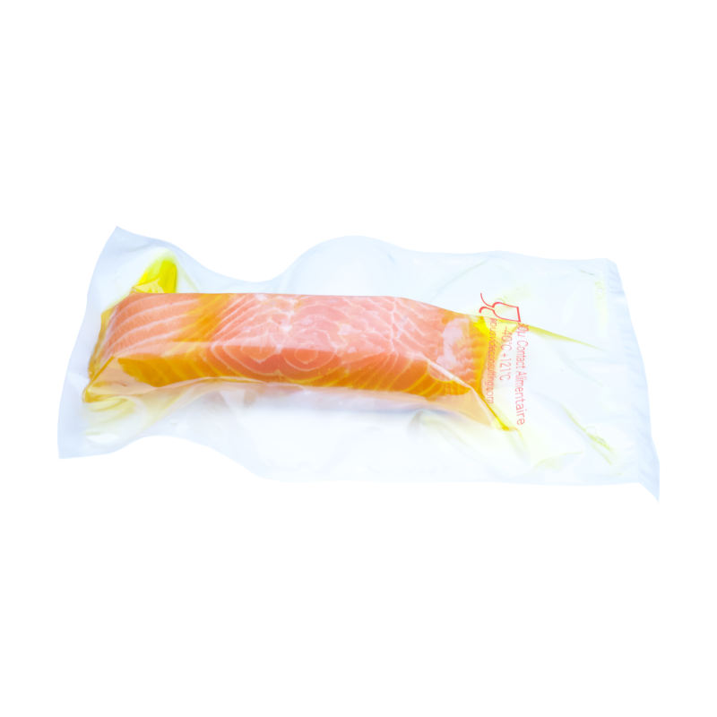 Boilable sous vide cooking pouches + 121°C with salmon