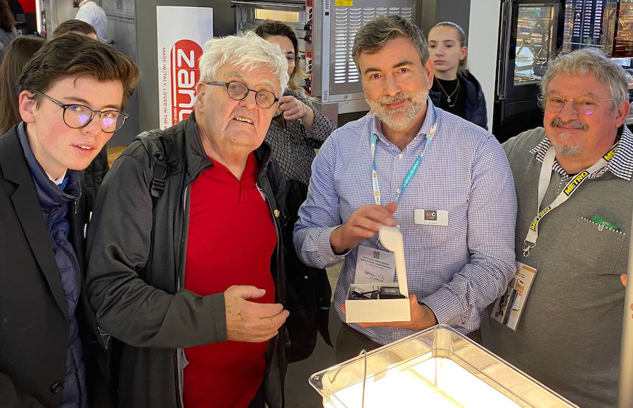 Bruno Goussault with the SWAT Pt1000 sous vide thermometer